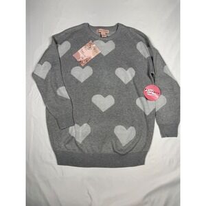 Emmas Expressions Gray Heart Pattern Maternity Sweater Size S